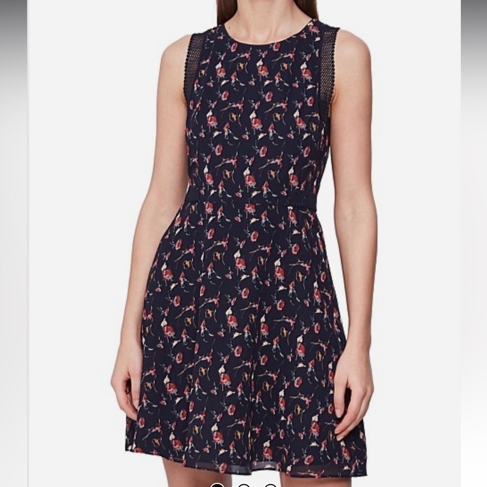 REISS navy floral Louise Sleeveless dress